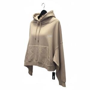Civil Regime Beige Cropped Hoodie with Front Pocket
